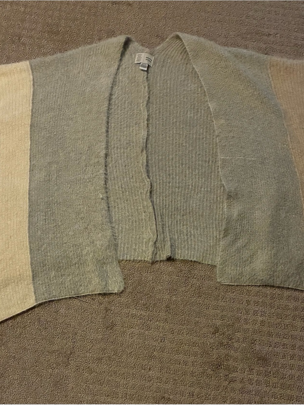Light Neutral Colorblock Open-Front Women's Sweater